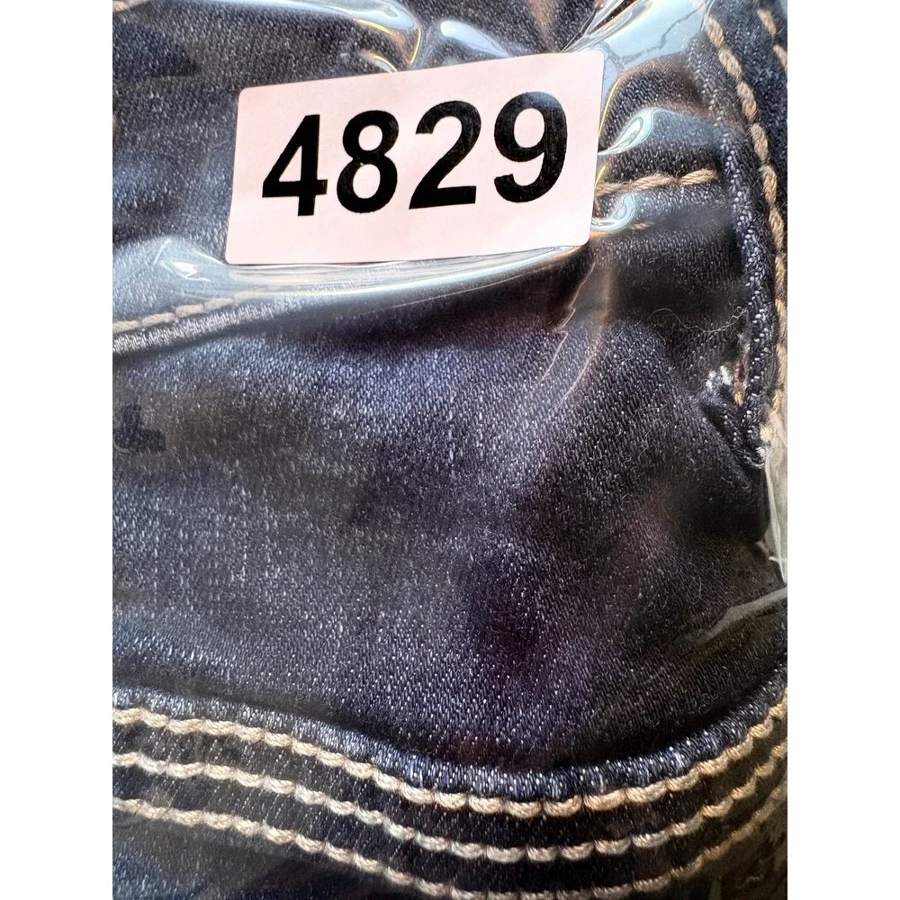 BKE Jake Jeans Mens 33R Blue Denim Dark Washed Faded Rugged Stretch Straight Leg